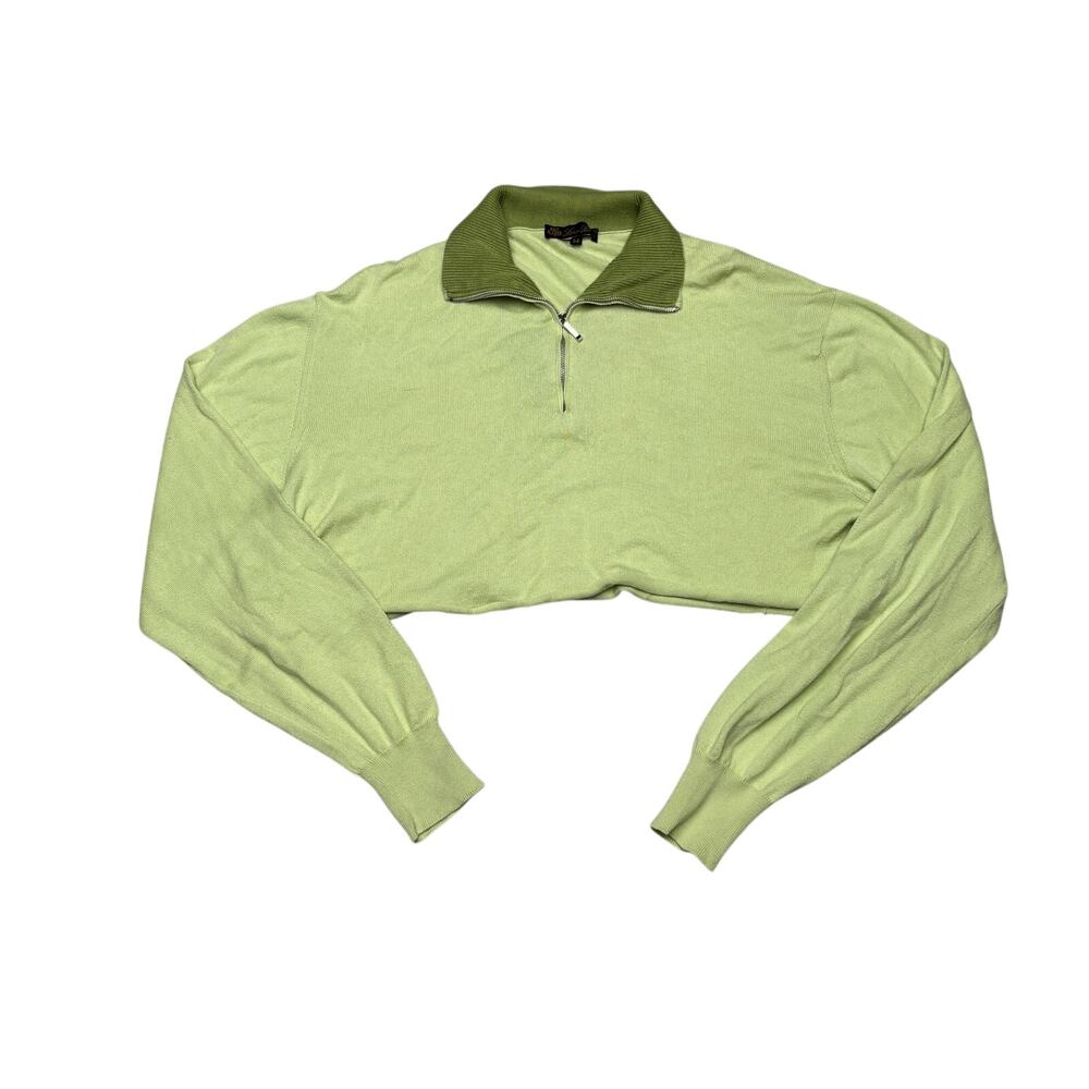 Vintage Loro Piana Cotton 1/4 Zip Cropped Pullover Sweater Size 52 FLAW